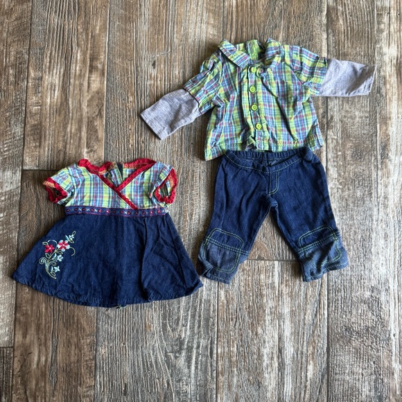 American Girl Other - Retired - American Girl Bitty Baby Twins Plaid & Denim Meet Outfits Boy & Girl